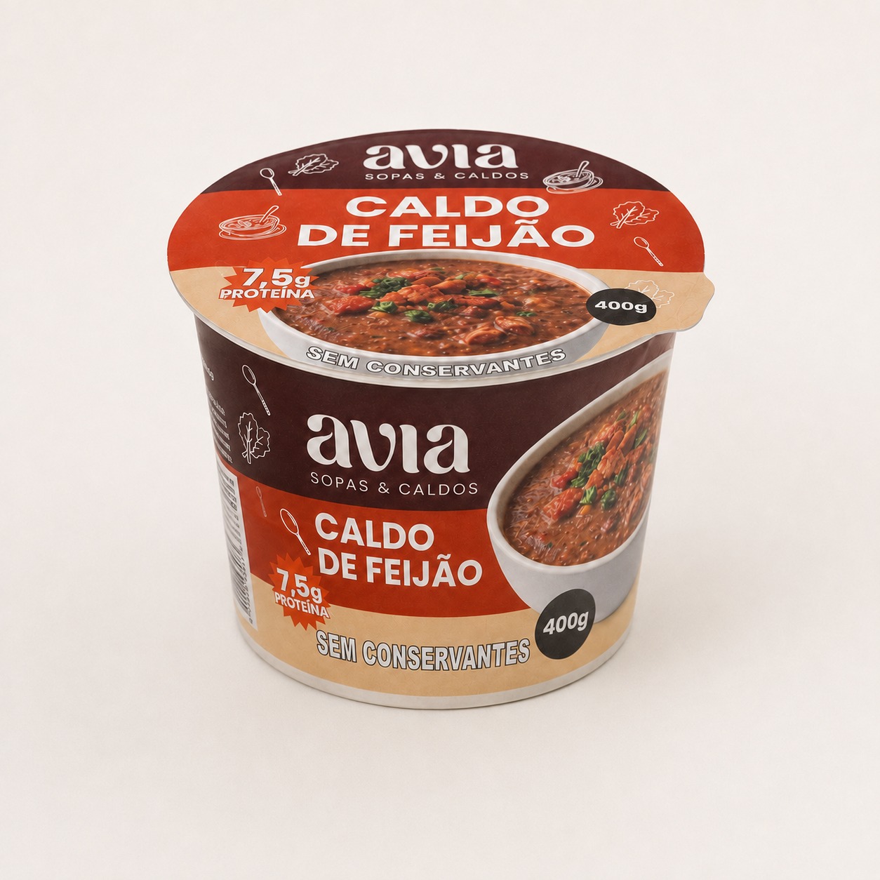 Embalagem de Caldo de feijão Avia