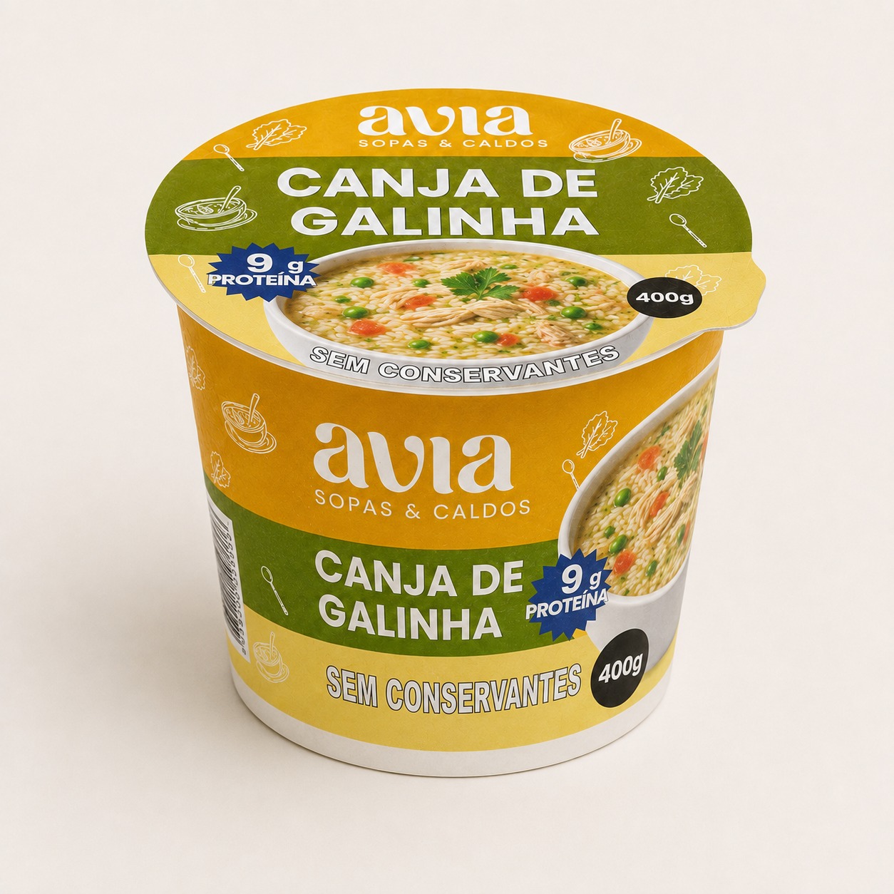 Embalagem de Canja de galinha Avia