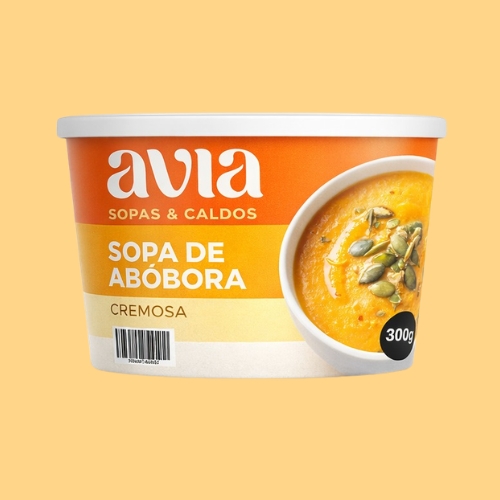 Sopa de abóbora servido: cremosa e pronta para aquecer